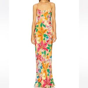 Amanda Uprichard satin silky janeiro maxi w open back medium